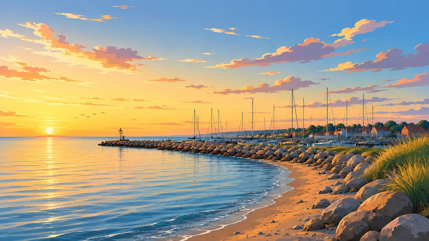 Grenaa Marina ved solnedgang